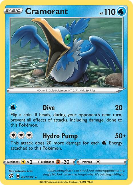 Cramorant 051/192 Rare Rebel Clash Pokémon card