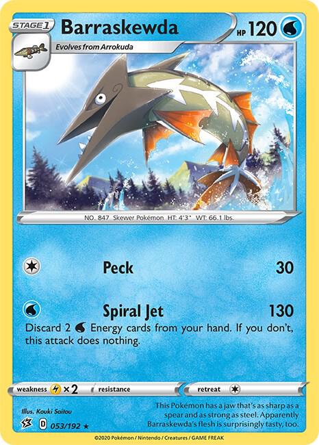 Barraskewda 053/192 Rare Rebel Clash Pokémon card