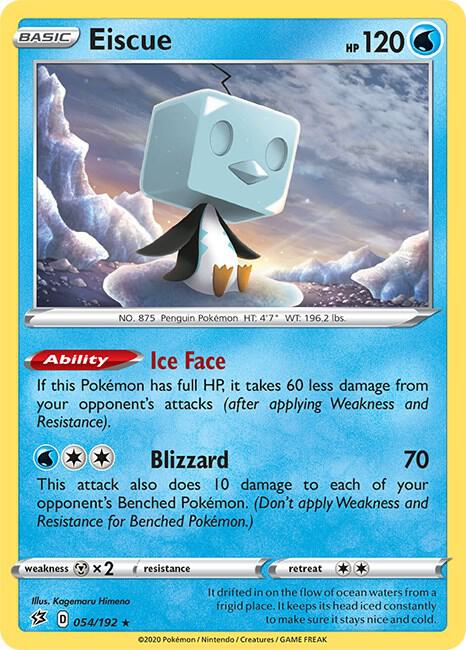 Eiscue 054/192 Holo Rare Rebel Clash Pokémon card