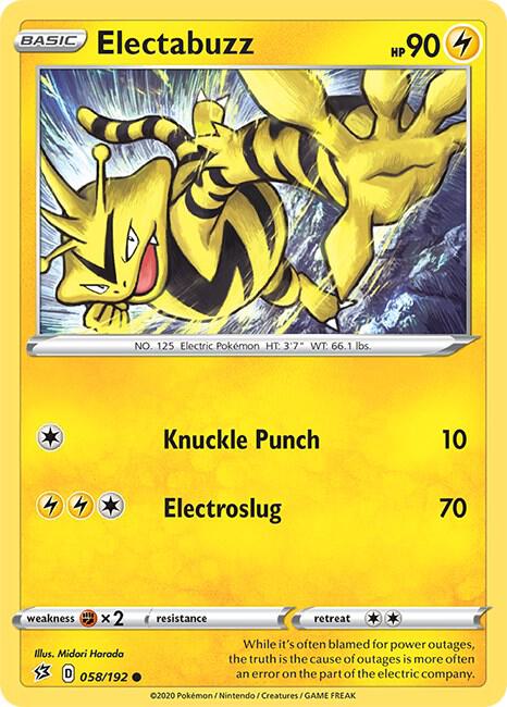 Electabuzz 058/192 Common Rebel Clash Pokémon card