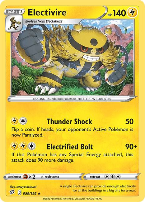Electivire 059/192 Rare Rebel Clash Pokémon card