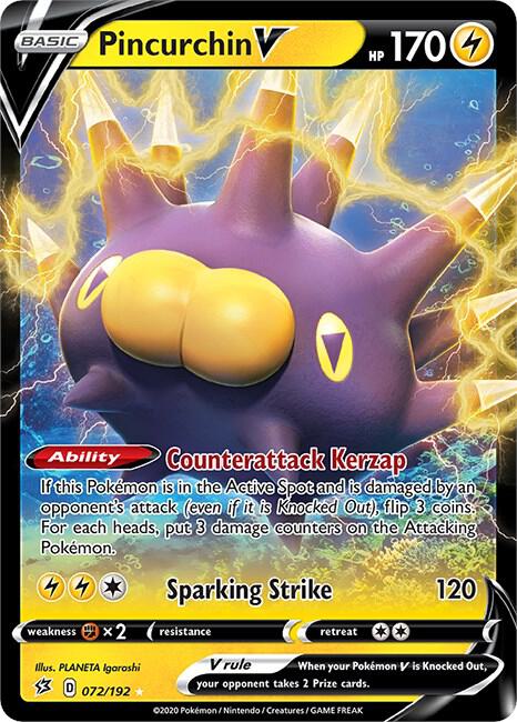 Pincurchin V 072/192 Ultra Rare Rebel Clash Pokémon card