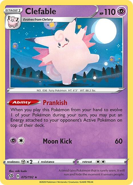 Clefable 075/192 Holo Rare Rebel Clash Pokémon card