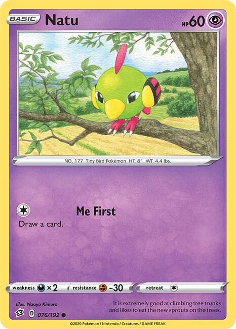 Natu 076/192 Common Rebel Clash Pokémon card