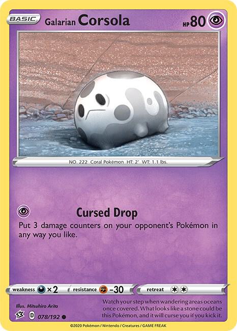 Galarian Corsola 078/192 Common Rebel Clash Pokémon card