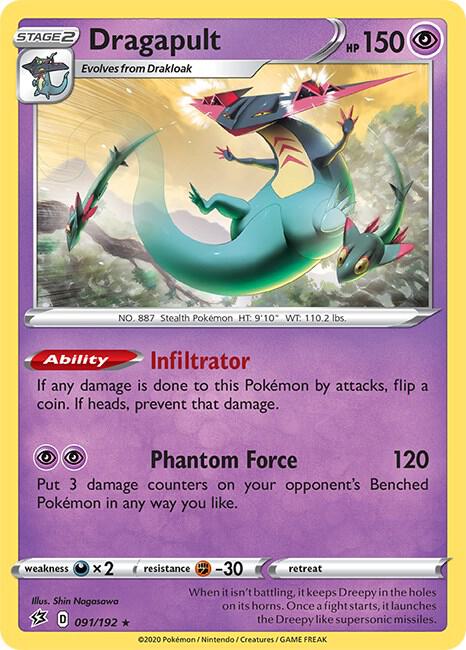 Dragapult 091/192 Holo Rare Rebel Clash Pokémon card