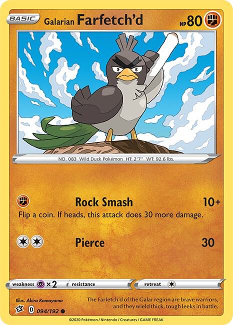 Galarian Farfetch'd 094/192 Common Rebel Clash Pokémon card