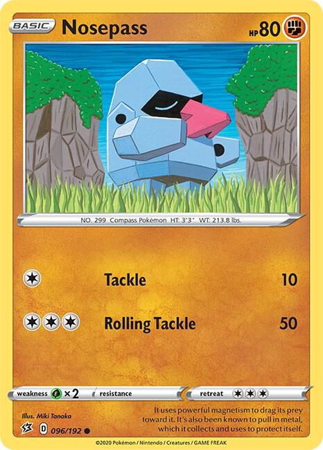 Nosepass 096/192 Common Rebel Clash Pokémon card