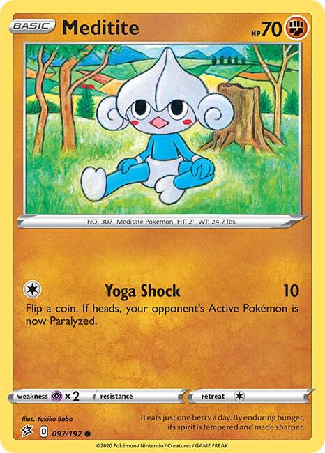 Meditite 097/192 Common Rebel Clash Pokémon card