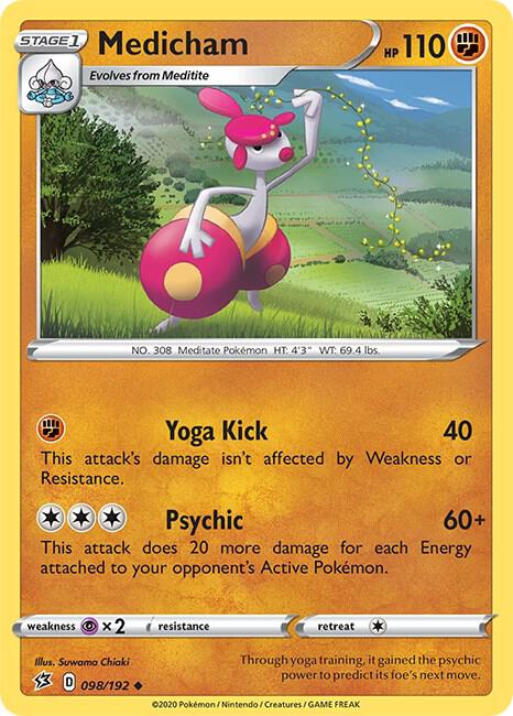 Medicham 098/192 Uncommon Rebel Clash Pokémon card