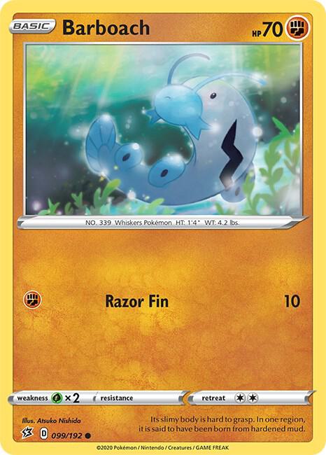 Barboach 099/192 Common Rebel Clash Pokémon card