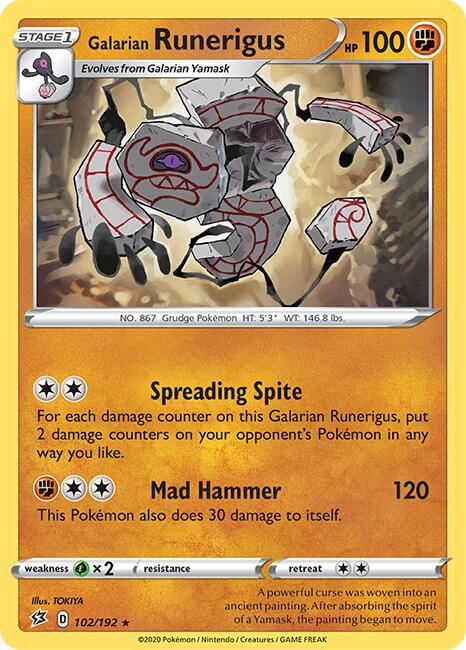 Galarian Runerigus 102/192 Rare Rebel Clash Pokémon card