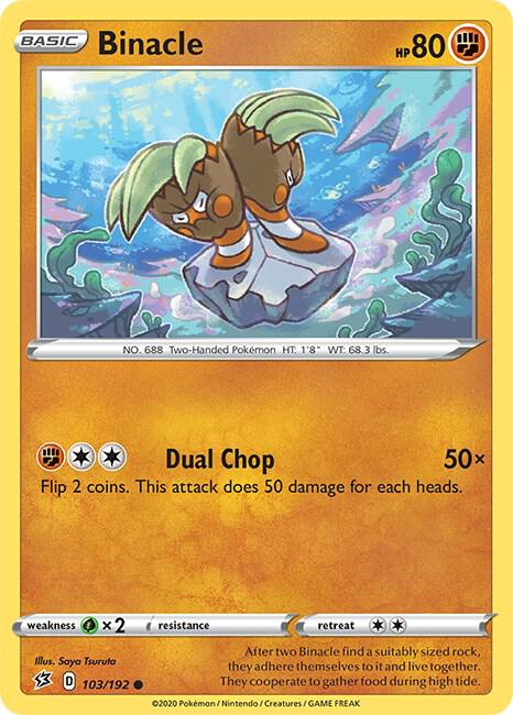 Binacle 103/192 Common Rebel Clash Pokémon card