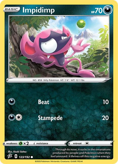 Impidimp 123/192 Common Rebel Clash Pokémon card