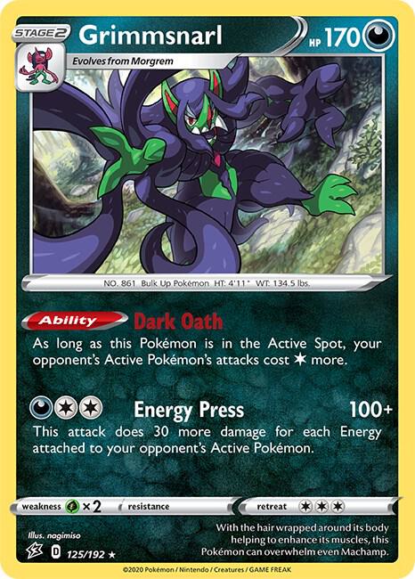Grimmsnarl 125/192 Holo Rare Rebel Clash Pokémon card