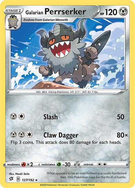 Galarian Perrserker 127/192 Rare Rebel Clash Pokémon card