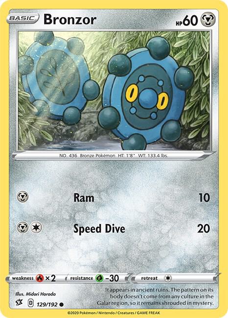 Bronzor 129/192 Common Rebel Clash Pokémon card