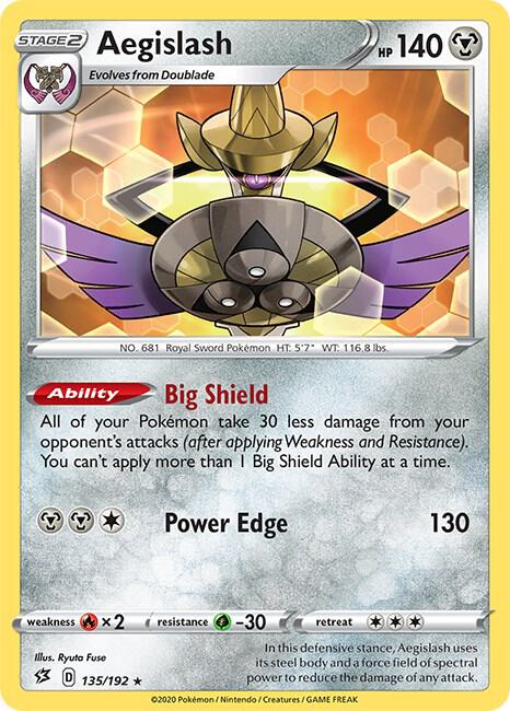 Aegislash 135/192 Rare Rebel Clash Pokémon card