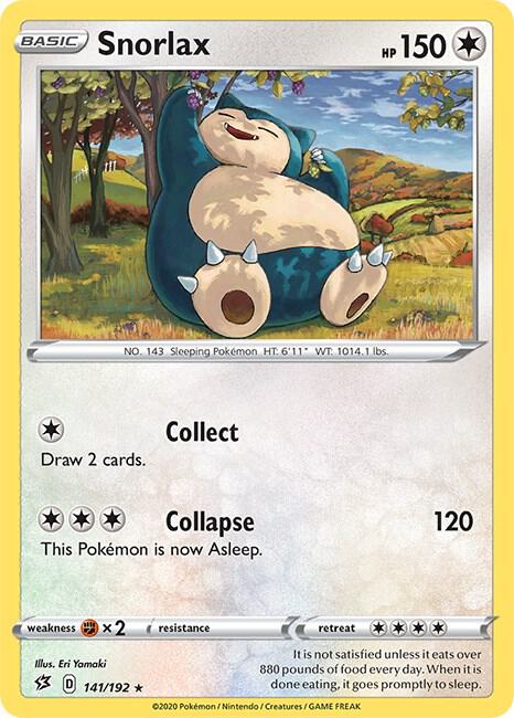 Snorlax 141/192 Rare Rebel Clash Pokémon card