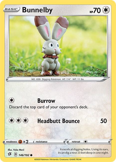 Bunnelby 146/192 Common Rebel Clash Pokémon card