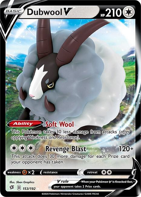 Dubwool V 153/192 Ultra Rare Rebel Clash Pokémon card
