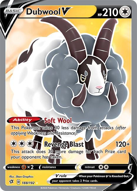 Dubwool V (Full Art) 188/192 Ultra Rare Rebel Clash Pokémon card
