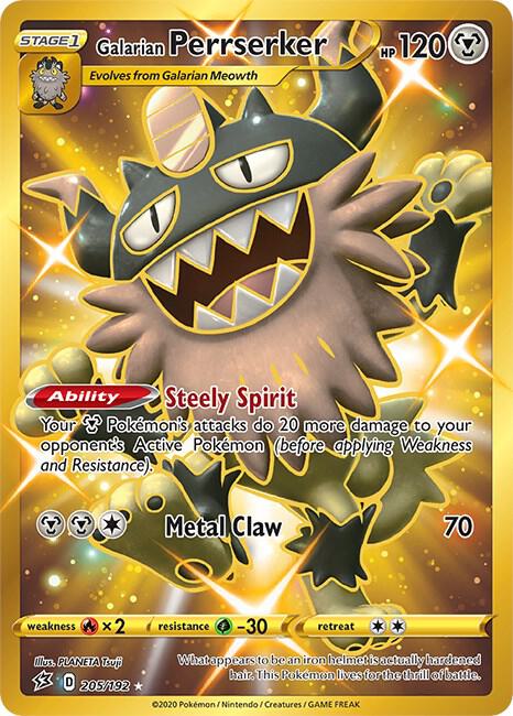 Galarian Perrserker (Secret) - 205/192 Secret Rare SWSH02: Rebel Clash