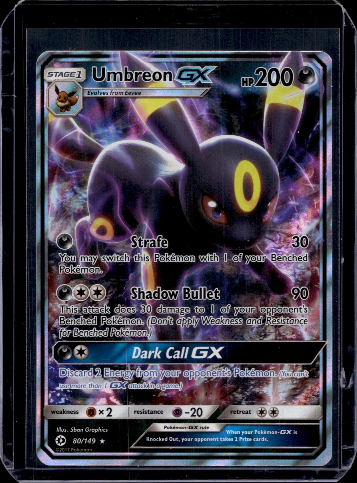 Umbreon GX SM Base Set #80/149 Holofoil Pokémon Card (front)