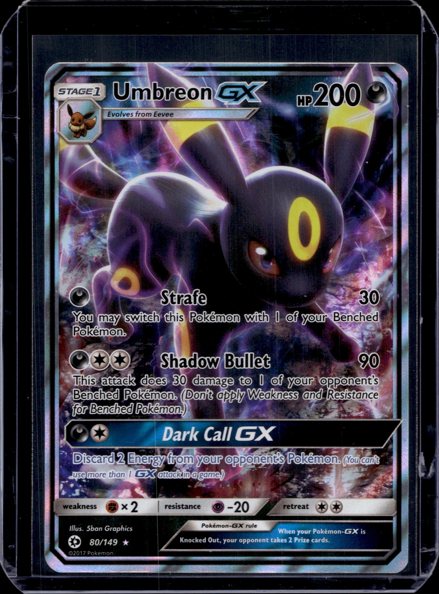 Umbreon GX SM Base Set #80/149 Holofoil Pokémon Card (front)
