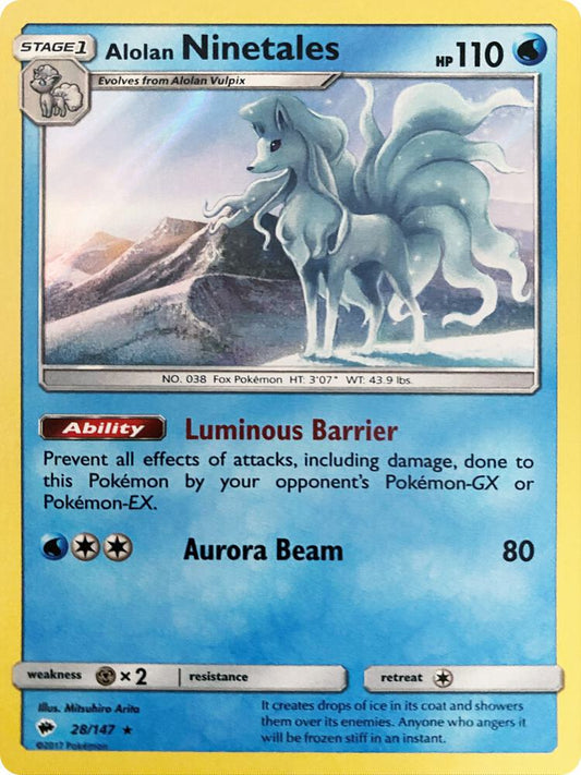 Alolan Ninetales - 28/147 (Water Web Holo) 028/147 Holo Rare Miscellaneous Cards & Products Pokémon card