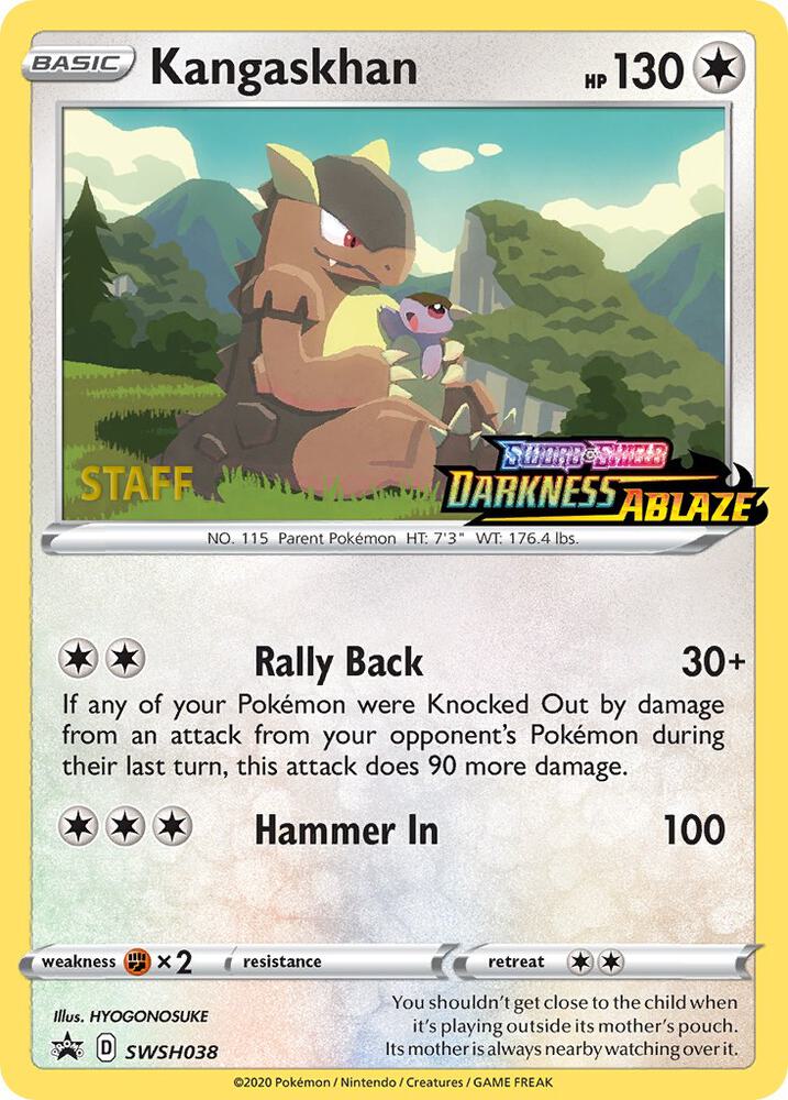 Kangaskhan - SWSH038 (Prerelease) [Staff] SWSH038 Promo Sword & Shield Promo Cards Pokémon card
