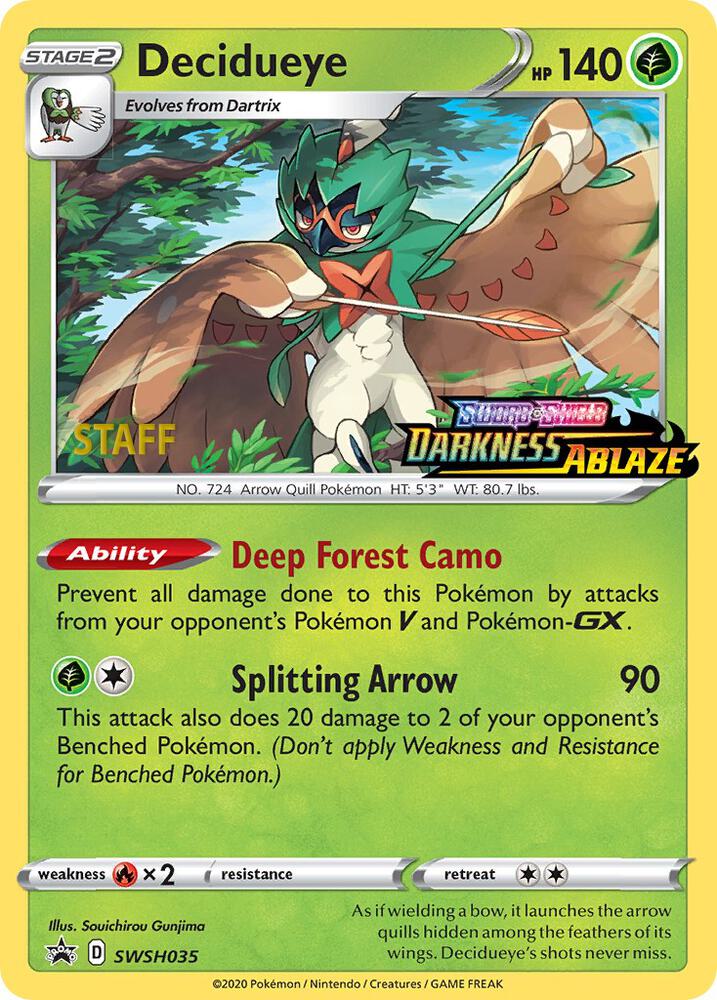 Decidueye - SWSH035 (Prerelease) [Staff] - SWSH035 Promo SWSH: Sword & Shield Promo Cards