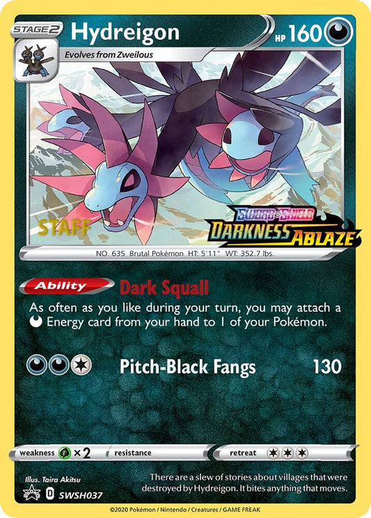 Hydreigon - SWSH037 (Prerelease) [Staff] SWSH037 Promo Sword & Shield Promo Cards Pokémon card