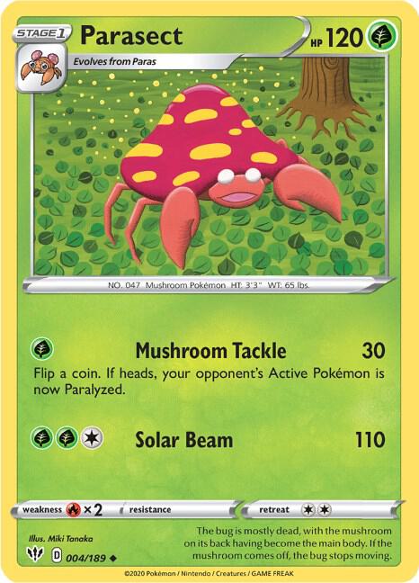 Parasect 004/189 Uncommon Darkness Ablaze Pokémon card