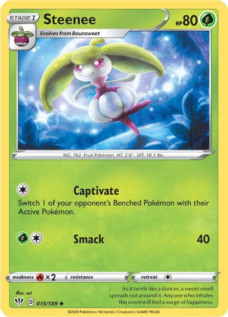 Steenee 015/189 Uncommon Darkness Ablaze Pokémon card