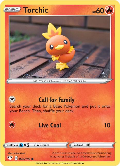 Torchic 022/189 Common Darkness Ablaze Pokémon card