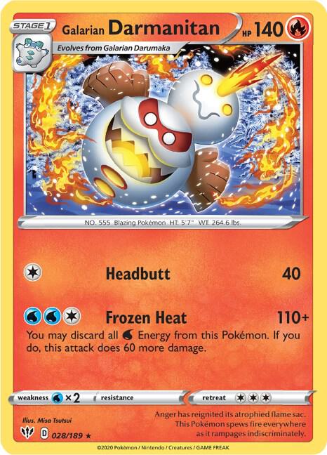Galarian Darmanitan (28) 028/189 Rare Darkness Ablaze Pokémon card