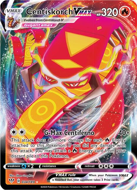 Centiskorch VMAX - 034/189 Ultra Rare SWSH03: Darkness Ablaze