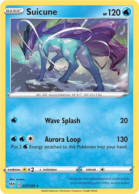 Suicune 037/189 Holo Rare Darkness Ablaze Pokémon card