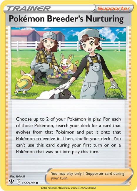 Pokemon Breeder's Nurturing 166/189 Uncommon Darkness Ablaze Pokémon card