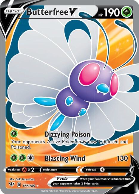 Butterfree V (Full Art) - 177/189 Ultra Rare SWSH03: Darkness Ablaze
