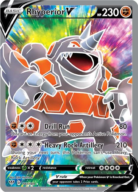 Rhyperior V (Full Art) 181/189 Ultra Rare Darkness Ablaze Pokémon card