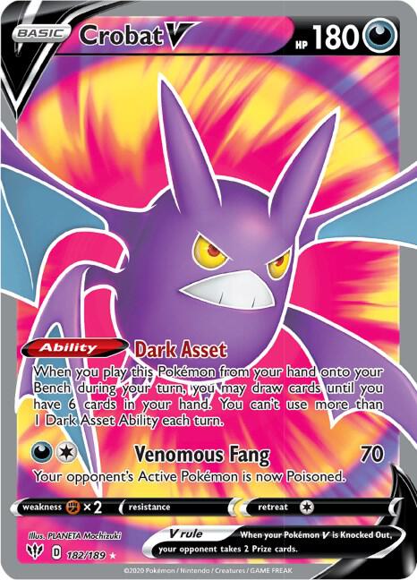 Crobat V (Full Art) 182/189 Ultra Rare Darkness Ablaze Pokémon card