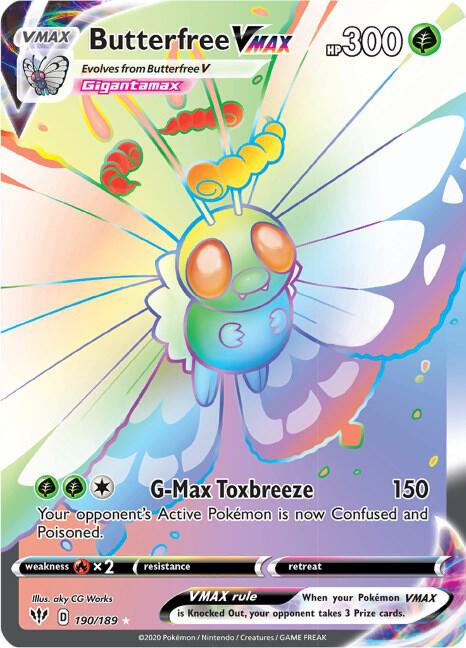Butterfree VMAX (Secret) 190/189 Secret Rare Darkness Ablaze Pokémon card