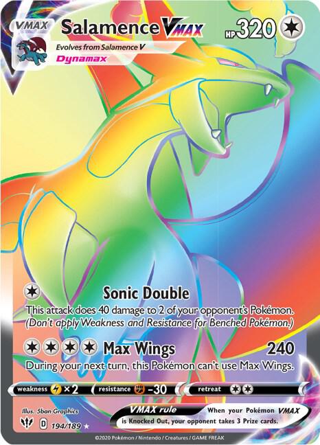 Salamence VMAX (Secret) 194/189 Secret Rare Darkness Ablaze Pokémon card