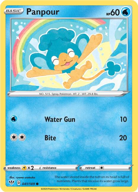 Panpour 041/189 Common Darkness Ablaze Pokémon card