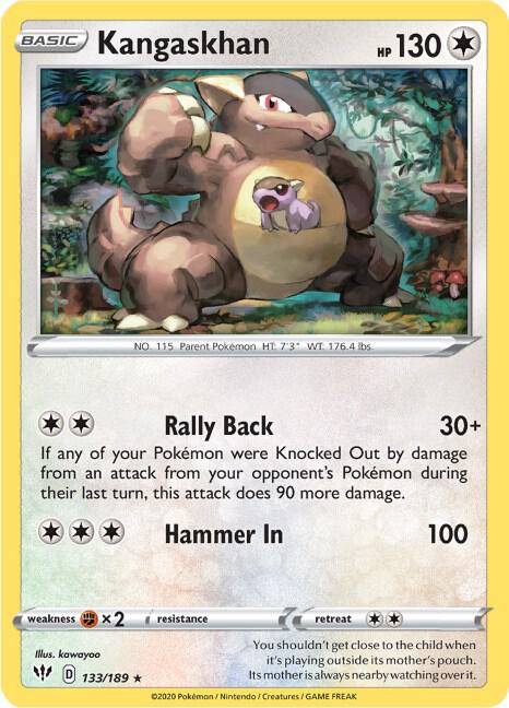 Kangaskhan 133/189 Holo Rare Darkness Ablaze Pokémon card