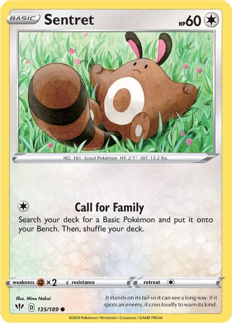 Sentret 135/189 Common Darkness Ablaze Pokémon card