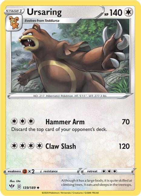 Ursaring 139/189 Uncommon Darkness Ablaze Pokémon card