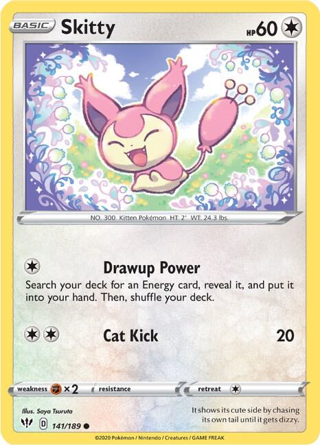 Skitty 141/189 Common Darkness Ablaze Pokémon card